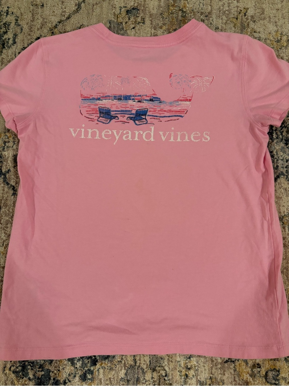 Vineyard Vines Girls' Girls' Beach Fireworks Whale Fill Short-Sleeve Pocket Tee